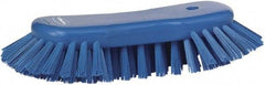 Vikan - 1.3" Bristle Length, Polyester Utility Scrub Brush - 7-3/4" Long x 3" Wide Head, 8" OAL, Blue, Polypropylene Block - Industrial Tool & Supply