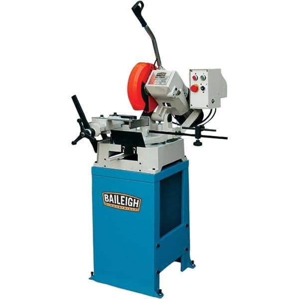 Baileigh - 1 Cutting Speed, 10" Blade Diam, Cold Saw - 54 RPM Blade Speed, Floor Machine, 1 Phase, Compatible with Ferrous/Non-Ferrous Material - Industrial Tool & Supply