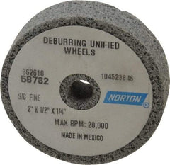 Norton - 2" Diam, 1/2" Face Width, 1/4" Center Hole, Very Fine Grade, Silicon Carbide Deburring Wheel - Unitized, Medium Grade, 20,000 RPM - Industrial Tool & Supply