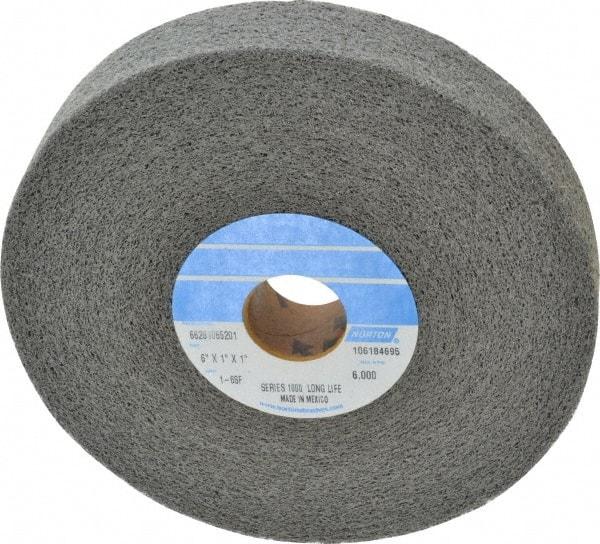 Norton - 6" Diam, 1" Face Width, 1" Center Hole, Fine Grade, Silicon Carbide Deburring Wheel - Convolute, Medium Density 6 Grade, 4,500 RPM - Industrial Tool & Supply
