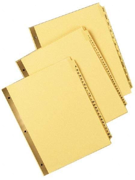 UNIVERSAL - 8-1/2 x 11" Jan to Dec Label, 12 Tabs, Double Sided Gold Mylar, Tab Divider - Tan/Black Tabs, Buff Folder - Industrial Tool & Supply