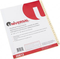 UNIVERSAL - 8-1/2 x 11" A to Z Label, 26 Tabs, Single Sided Clear Mylar, Tab Divider - Tan/Black Tabs, Buff Folder - Industrial Tool & Supply