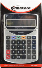 innovera - 12-Digit Portable Calculator - 18mm Display Size, White, Solar & Battery Powered, 7" Long x 4-3/4" Wide - Industrial Tool & Supply