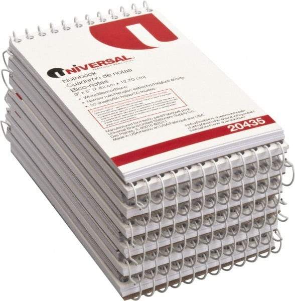 UNIVERSAL - 50 Sheet, 5 x 3", Glue Top Ruled Writing Pad - White - Industrial Tool & Supply