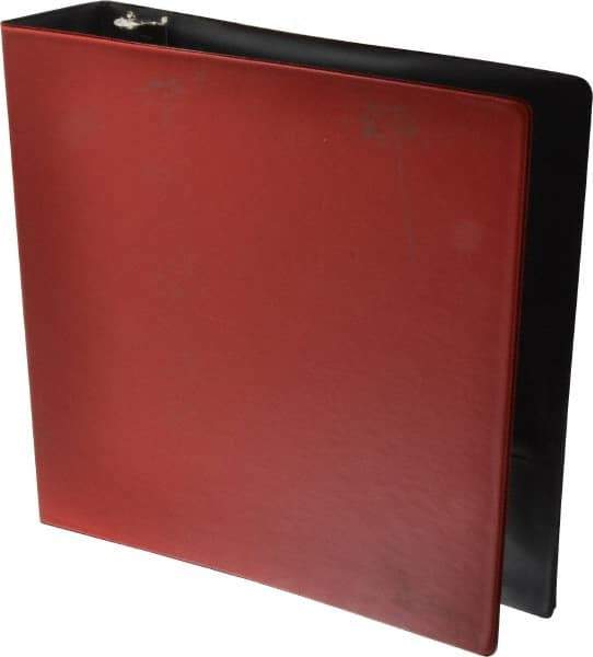 UNIVERSAL - 2" Sheet Capacity, 8-1/2 x 11", Round Ring Binder Without Label Holder - Suede Finish Vinyl Cover, Red - Industrial Tool & Supply