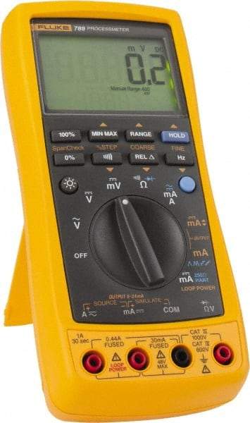 Fluke - 789, CAT III, 1,000 VAC/VDC, Digital Auto Ranging Average Responding Manual Ranging Multimeter - 40 mOhm, Measures Voltage, Capacitance, Current, Frequency, Resistance - Industrial Tool & Supply
