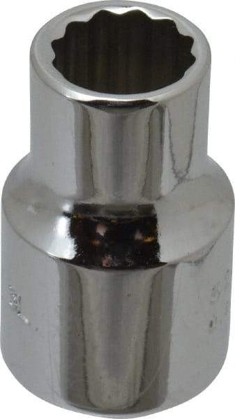 Proto - 3/8" Drive, Standard Hand Socket - 12 Points, 1-3/32" OAL, Chrome Finish - Industrial Tool & Supply