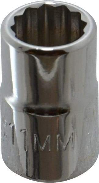 Proto - 3/8" Drive, Standard Hand Socket - 12 Points, 1-3/32" OAL, Chrome Finish - Industrial Tool & Supply