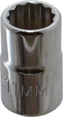 Proto - 3/8" Drive, Standard Hand Socket - 12 Points, 1-3/32" OAL, Chrome Finish - Industrial Tool & Supply
