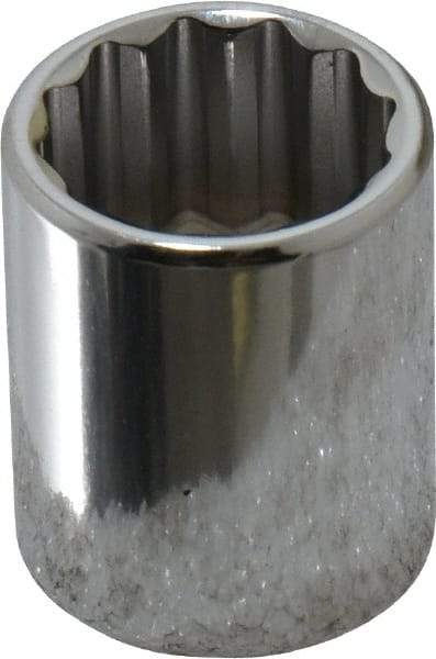 Proto - 3/8" Drive, Standard Hand Socket - 12 Points, 1-1/8" OAL, Chrome Finish - Industrial Tool & Supply