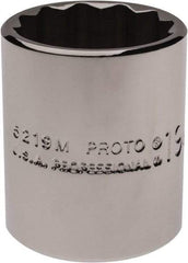 Proto - 3/8" Drive, Standard Hand Socket - 12 Points, 1-3/16" OAL, Chrome Finish - Industrial Tool & Supply