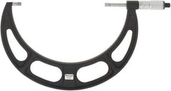 Starrett - 7" to 8" Mechanical Satin Chrome Coated Blade Micrometer - 0.001" Graduation, 0.76mm Blade Thickness, Speeder Thimble - Industrial Tool & Supply