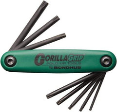 Bondhus - 8 Piece TR9 to T40 Fold-Up Torx Key Set - T9, T10, T15, T20, T25, T27, T30, T40 Torx Size - Industrial Tool & Supply