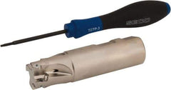 Seco - 1" Cut Diam, 0.354" Max Depth of Cut, 1" Shank Diam, 3.78" OAL, Indexable Square Shoulder End Mill - XO.X 10T3.. Inserts, Weldon Shank, 90° Lead Angle, Through Coolant, Series Turbo 10 - Industrial Tool & Supply