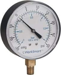 Value Collection - 3-1/2" Dial, 1/4 Thread, 0-60 Scale Range, Pressure Gauge - Lower Connection Mount, Accurate to 3-2-3% of Scale - Industrial Tool & Supply