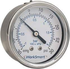 Value Collection - 2-1/2" Dial, 1/4 Thread, 0-300 Scale Range, Pressure Gauge - Center Back Connection Mount, Accurate to 3-2-3% of Scale - Industrial Tool & Supply