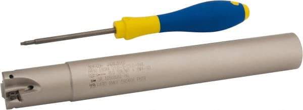 Iscar - 1" Cut Diam, 0.315" Max Depth of Cut, 1" Shank Diam, 7.87" OAL, Indexable Square Shoulder Helical End Mill - H490 AN.X 09 Inserts, Cylindrical Shank, 90° Lead Angle, Through Coolant, Series Helido - Industrial Tool & Supply