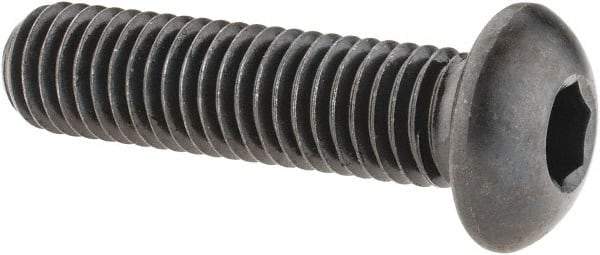 Made in USA - 1/2-13 UNC Hex Socket Drive, Button Screw - Alloy Steel, Black Oxide Finish, Fully Threaded, 2" Length Under Head - Industrial Tool & Supply