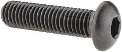 Made in USA - 1/2-13 UNC Hex Socket Drive, Button Screw - Alloy Steel, Black Oxide Finish, Fully Threaded, 2" Length Under Head - Industrial Tool & Supply