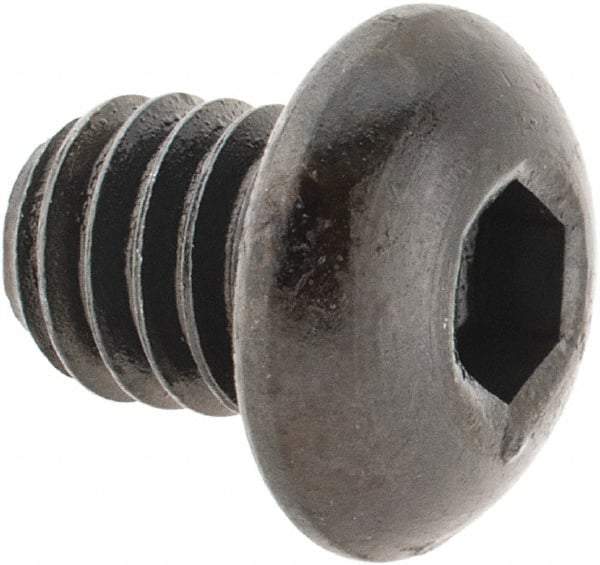 Made in USA - 5/16-18 UNC Hex Socket Drive, Button Screw - Alloy Steel, Black Oxide Finish, Fully Threaded, 3/8" Length Under Head - Industrial Tool & Supply