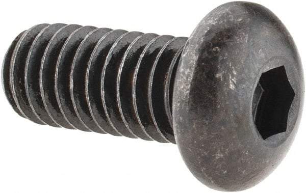 Made in USA - 5/16-18 UNC Hex Socket Drive, Button Screw - Alloy Steel, Black Oxide Finish, Fully Threaded, 3/4" Length Under Head - Industrial Tool & Supply