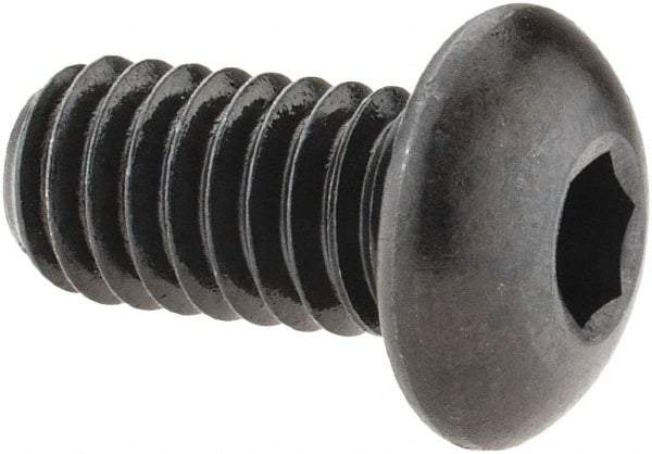 Made in USA - 5/16-18 UNC Hex Socket Drive, Button Screw - Alloy Steel, Black Oxide Finish, Fully Threaded, 5/8" Length Under Head - Industrial Tool & Supply
