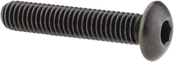 Made in USA - #10-32 UNF Hex Socket Drive, Button Screw - Alloy Steel, Black Oxide Finish, Fully Threaded, 1" Length Under Head - Industrial Tool & Supply