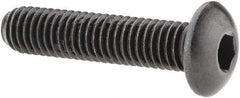 Made in USA - #10-32 UNF Hex Socket Drive, Button Screw - Alloy Steel, Black Oxide Finish, Fully Threaded, 7/8" Length Under Head - Industrial Tool & Supply