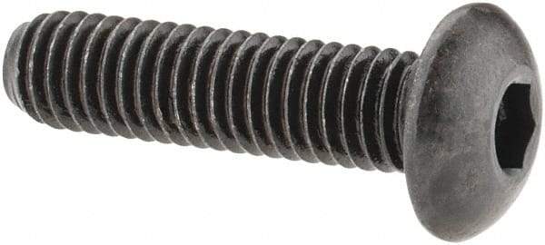 Made in USA - #10-32 UNF Hex Socket Drive, Button Screw - Alloy Steel, Black Oxide Finish, Fully Threaded, 3/4" Length Under Head - Industrial Tool & Supply