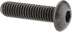 Made in USA - #10-32 UNF Hex Socket Drive, Button Screw - Alloy Steel, Black Oxide Finish, Fully Threaded, 3/4" Length Under Head - Industrial Tool & Supply