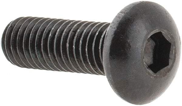 Made in USA - #10-32 UNF Hex Socket Drive, Button Screw - Alloy Steel, Black Oxide Finish, Fully Threaded, 5/8" Length Under Head - Industrial Tool & Supply
