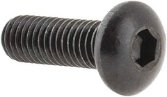 Made in USA - #10-32 UNF Hex Socket Drive, Button Screw - Alloy Steel, Black Oxide Finish, Fully Threaded, 5/8" Length Under Head - Industrial Tool & Supply