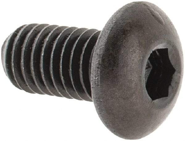 Made in USA - #10-32 UNF Hex Socket Drive, Button Screw - Alloy Steel, Black Oxide Finish, Fully Threaded, 3/8" Length Under Head - Industrial Tool & Supply