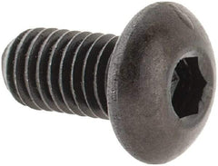 Made in USA - #10-32 UNF Hex Socket Drive, Button Screw - Alloy Steel, Black Oxide Finish, Fully Threaded, 3/8" Length Under Head - Industrial Tool & Supply