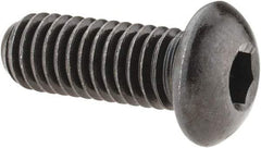 Made in USA - 3/8-16 UNC Hex Socket Drive, Button Screw - Alloy Steel, Black Oxide Finish, Fully Threaded, 1" Length Under Head - Industrial Tool & Supply