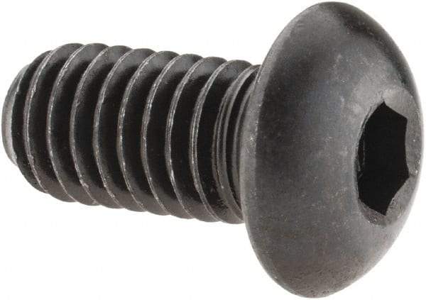 Made in USA - 3/8-16 UNC Hex Socket Drive, Button Screw - Alloy Steel, Black Oxide Finish, Fully Threaded, 3/4" Length Under Head - Industrial Tool & Supply