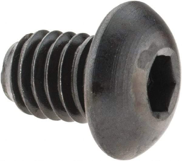 Made in USA - 3/8-16 UNC Hex Socket Drive, Button Screw - Alloy Steel, Black Oxide Finish, Fully Threaded, 1/2" Length Under Head - Industrial Tool & Supply