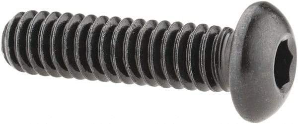 Made in USA - 1/4-20 UNC Hex Socket Drive, Button Screw - Alloy Steel, Black Oxide Finish, Fully Threaded, 1" Length Under Head - Industrial Tool & Supply