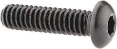 Made in USA - 1/4-20 UNC Hex Socket Drive, Button Screw - Alloy Steel, Black Oxide Finish, Fully Threaded, 1" Length Under Head - Industrial Tool & Supply