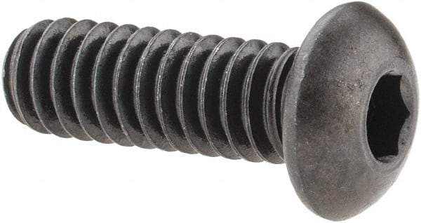 Made in USA - 1/4-20 UNC Hex Socket Drive, Button Screw - Alloy Steel, Black Oxide Finish, Fully Threaded, 3/4" Length Under Head - Industrial Tool & Supply