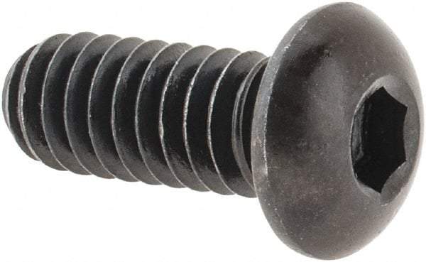 Made in USA - 1/4-20 UNC Hex Socket Drive, Button Screw - Alloy Steel, Black Oxide Finish, Fully Threaded, 5/8" Length Under Head - Industrial Tool & Supply
