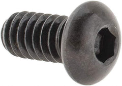 Made in USA - 1/4-20 UNC Hex Socket Drive, Button Screw - Alloy Steel, Black Oxide Finish, Fully Threaded, 1/2" Length Under Head - Industrial Tool & Supply