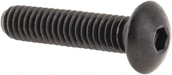 Made in USA - #8-32 UNC Hex Socket Drive, Button Screw - Alloy Steel, Black Oxide Finish, Fully Threaded, 3/4" Length Under Head - Industrial Tool & Supply