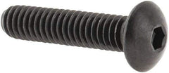 Made in USA - #8-32 UNC Hex Socket Drive, Button Screw - Alloy Steel, Black Oxide Finish, Fully Threaded, 3/4" Length Under Head - Industrial Tool & Supply