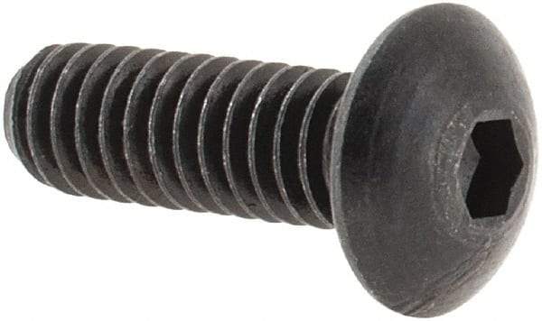 Made in USA - #8-32 UNC Hex Socket Drive, Button Screw - Alloy Steel, Black Oxide Finish, Fully Threaded, 1/2" Length Under Head - Industrial Tool & Supply