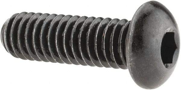 Made in USA - 5/16-18 UNC Hex Socket Drive, Button Screw - Alloy Steel, Black Oxide Finish, Fully Threaded, 1" Length Under Head - Industrial Tool & Supply