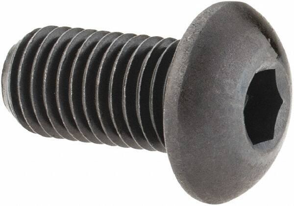 Made in USA - 5/16-24 UNF Hex Socket Drive, Button Screw - Alloy Steel, Black Oxide Finish, Fully Threaded, 5/8" Length Under Head - Industrial Tool & Supply