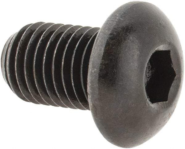Made in USA - 5/16-24 UNF Hex Socket Drive, Button Screw - Alloy Steel, Black Oxide Finish, Fully Threaded, 1/2" Length Under Head - Industrial Tool & Supply