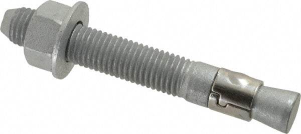 Powers Fasteners - 3/4" Diam, 3/4" Drill, 5-1/2" OAL, 1-5/8" Min Embedment Wedge Expansion Concrete Anchor - Steel, Galvanized Finish, Hex Nut Head, Hex Drive - Industrial Tool & Supply