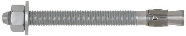 Powers Fasteners - 3/4" Diam, 3/4" Drill, 8-1/2" OAL, 1-5/8" Min Embedment Wedge Expansion Concrete Anchor - Steel, Galvanized Finish, Hex Nut Head, Hex Drive - Industrial Tool & Supply